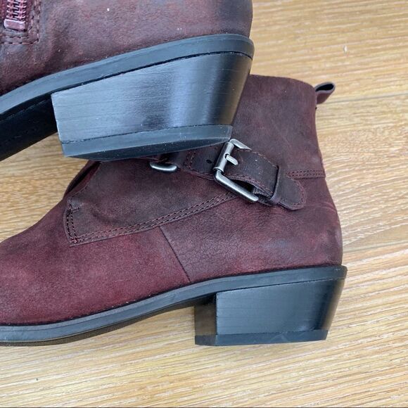 Franco Sarto-Burgundy Pre-distressed Ankle Bootie - Picture 7 of 11